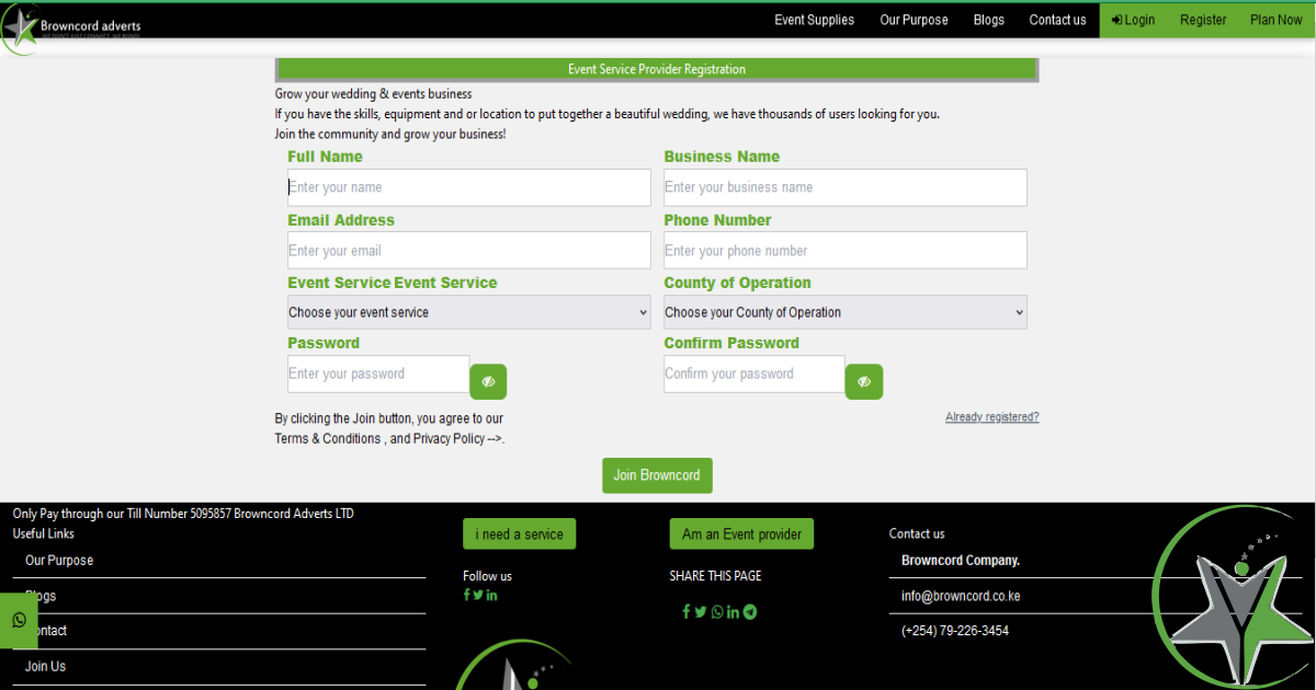 How to register as an Event Vendor in Browncord